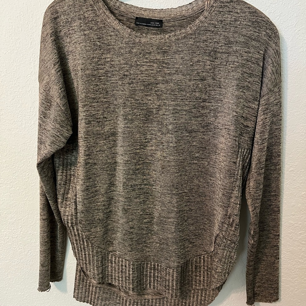 Zara Women's Metallic Bronze-Gray Sweater